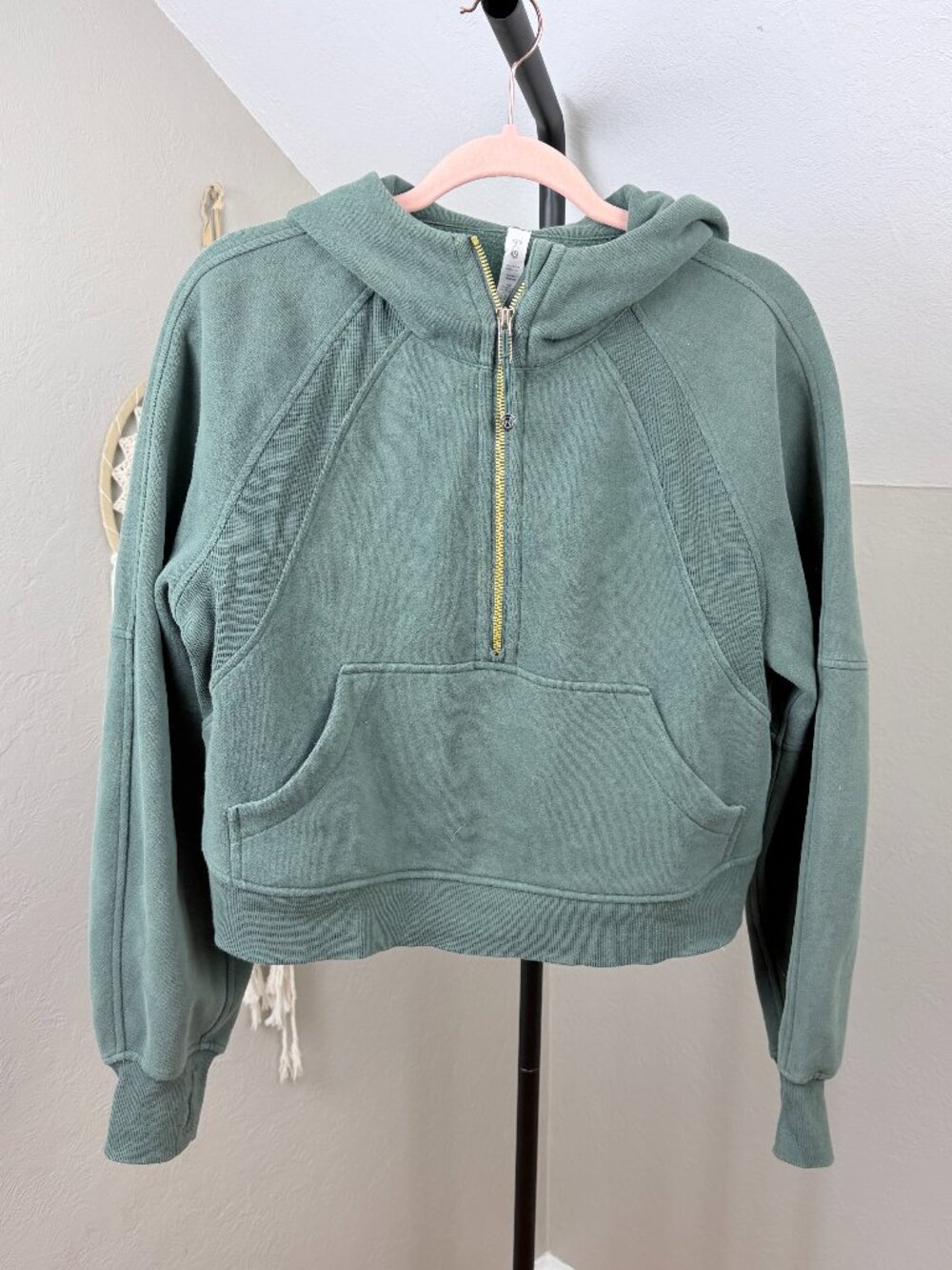 Lululemon Scuba Oversized Crop Half-Zip Hoodie Green Jasper XS/S - Picture 2 of 8